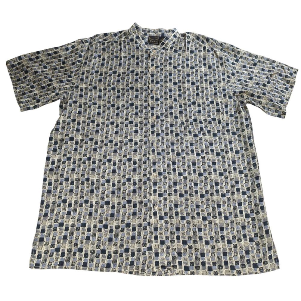 VTG Personal Choice 100% Silk Abstract Print Button Up Shirt Men's Large